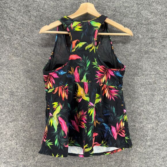 Torrid Tankini Top Women 1 Black Floral V-Neck Sleeveless Racerback Push Up - Picture 2 of 4